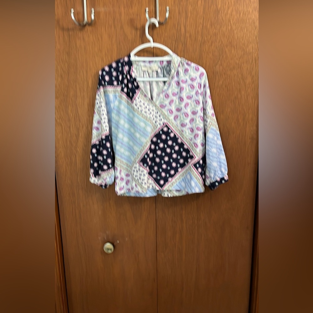 LOFT Multicolor Patchwork Blouse